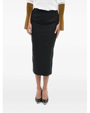 ANOUKI Rear-Slit Pencil Midi Skirt - Black