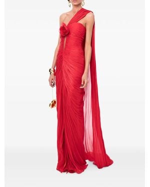 Ana Radu Floral-Detail Draped Dress - Red