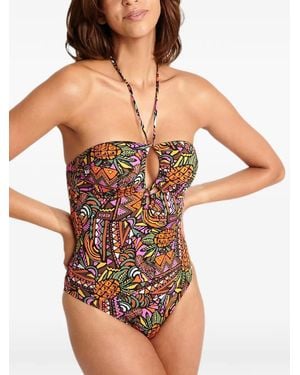 Banana Moon Abstract-Print Swimsuit - Black