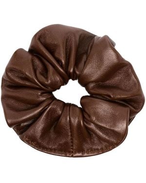 Manokhi Leather Hair Scrunchie - Brown