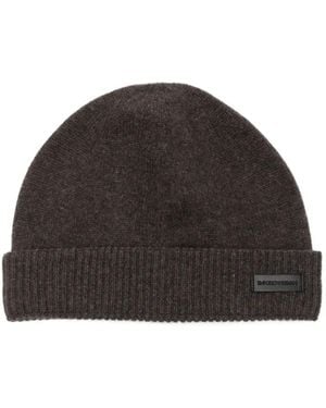 Emporio Armani Ribbed-Knit Cashmere Beanie - Black