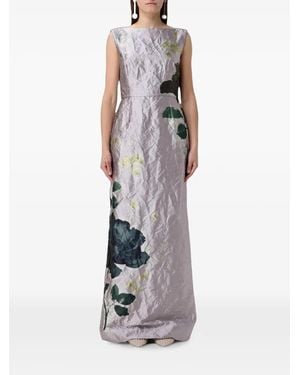 Erdem Margot Floral-Print Crinkled Maxi Dress - White