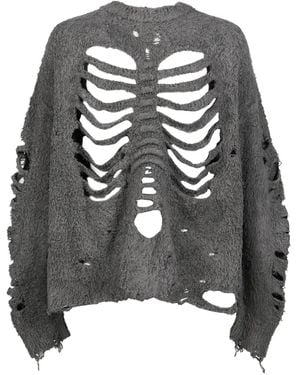 Doublet Ausgefranster Pullover - Grau