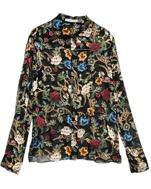 Alice + Olivia Willa Floral-Print Long-Sleeve Blouse - Black