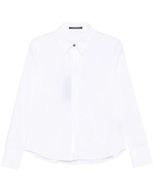 Luisa Cerano Button-Up Long-Sleeve Shirt - White