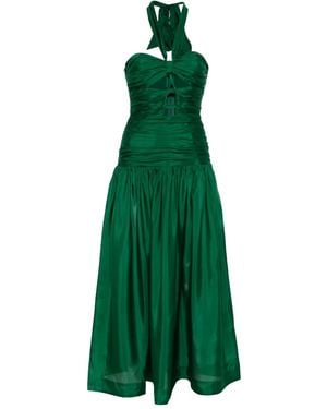 Zimmermann Halter Ruched Midi Dress - Green