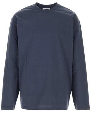 Jil Sander Ribbed Crewneck T-Shirt - Blue