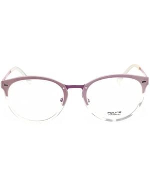 Police Round-Frame Glasses - White