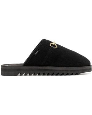 Suicoke Chain-Detail Suede Slippers - Black