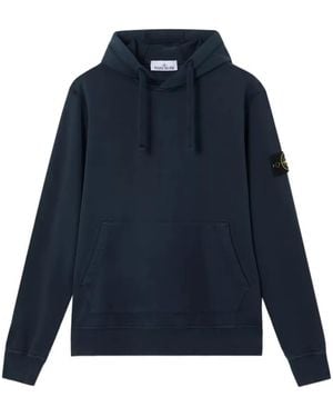Stone Island Logo-Patch Hoodie - Blue