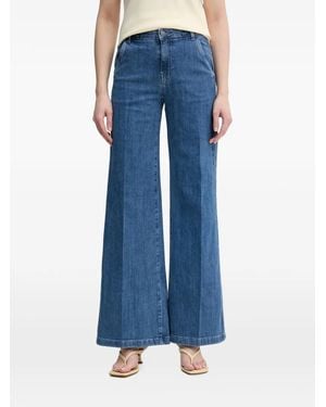 Benetton Wide-Leg Pressed-Crease Jeans - Blue