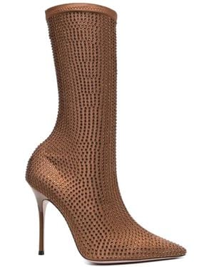 Gedebe Crystal Pointy Ankle Boots - Brown