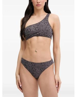 EA7 Logo-Print One-Shoulder Bikini - Black