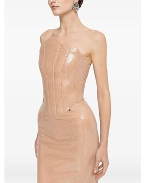 Nissa Exaggerated-Hip Sequin Maxi Dress - Natural