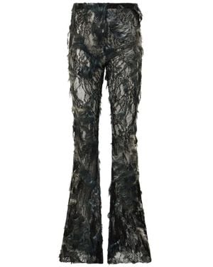 Roberto Cavalli Pantalones Acampanados Con Efecto Envejecido Y Encaje - Negro