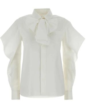Sacai Chemise En Popeline À Col Lavallière - White