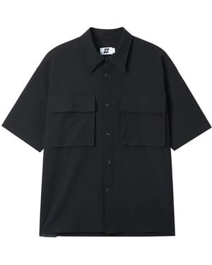 Izzue Flap-Pocket Short -Leeve Shirt - Blue