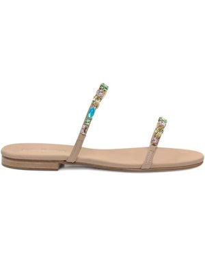 Emanuela Caruso Crystal-Embellished Sandals - White