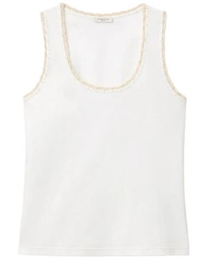 Lafayette 148 New York Crochet-Trim Scoop-Neck Tank Top - White