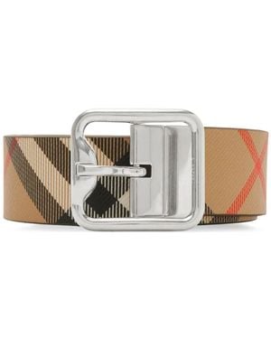 Burberry リバーシブル チェック B バックル ベルト - ホワイト