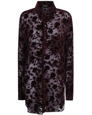 Ann Demeulemeester Elisabeth Floral-Devoré Shirt - Purple