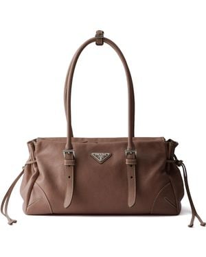 Prada Bonnie Leather Tote Bag - Brown