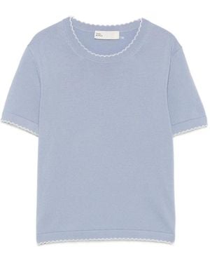 Tory Burch Scalloped Wool Top - Blue