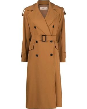 Blanca Vita Double-Breasted Coat - Brown