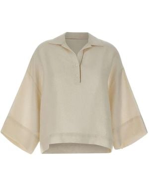 Eleventy Poloshirt Mit V-Ausschnitt - Natur