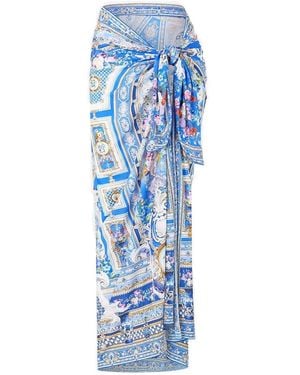 CAMILLA Pareo Con Estampado Floral - Azul