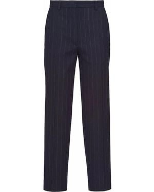 Prada Pinstripe-Pattern Tailored Trousers - Blue