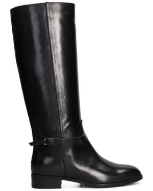 Julie Dee Buckle-Detail Leather Boots - Black