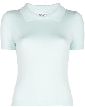 Matthew Bruch Collared Knit T-Shirt - Blue