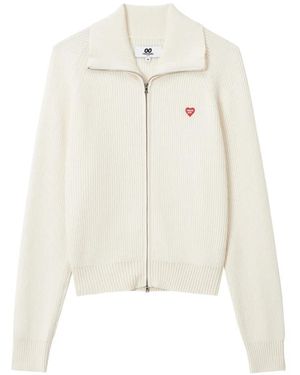 Chocoolate Ribbed Zip-Up Cardigan - White