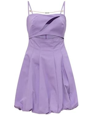 Versace Jeans Couture Cut-Out Pleated Mini Cotton Dress - Purple