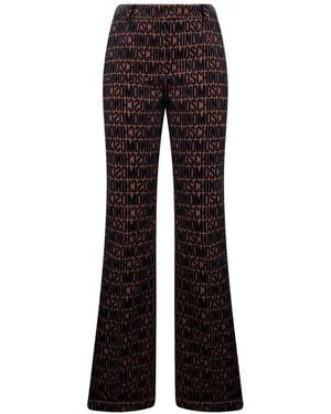 Moschino Logo-Print Flared Pants - Brown