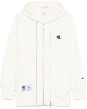 Undercover X Champion Logo-Patch Hoodie - White