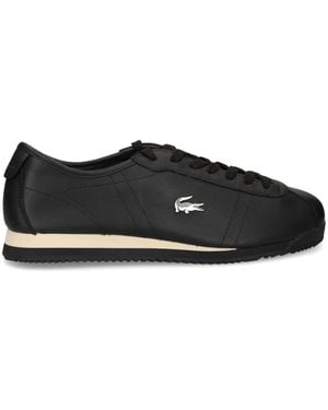 Lacoste Club-Low Logo-Plaque Leather Sneakers - Black