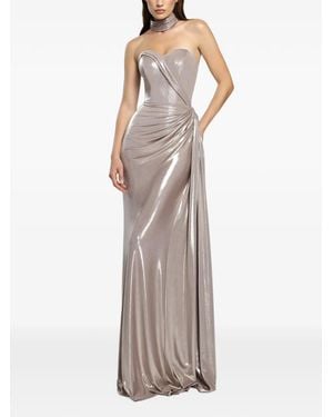 Cristallini Angelina Draped Strapless Maxi Dress - Metallic