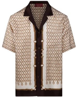 Gucci Chain-Print Button Shirt - Natural