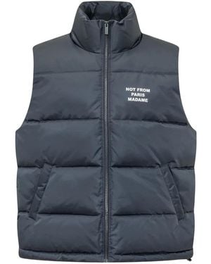 Drole de Monsieur Slogan-Print Zip-Up Gilet - Blue