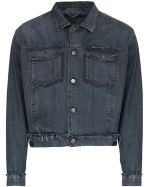 Maison Margiela Buttoned Frayed Jacket - Blue