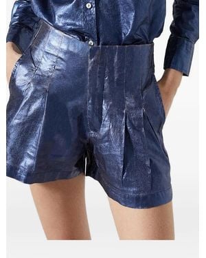 Lanhtropy Frida Metallic Pleated Shorts - Blue