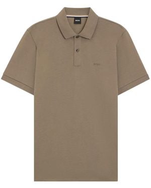 BOSS Polo Con Logo Ricamato - Grigio