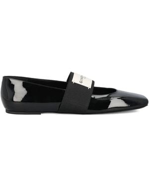 Givenchy エナメルレザー フラットパンプス - ブラック
