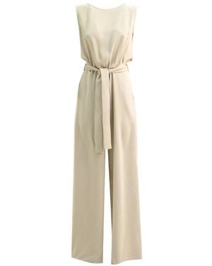 P.A.R.O.S.H. Belt-Detail Sleeveless Jumpsuit - White