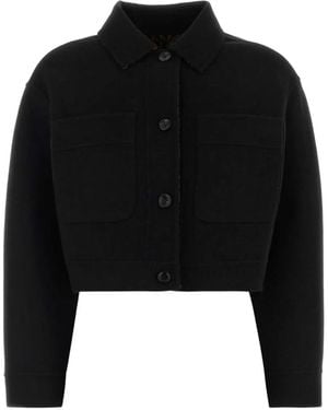 Max Mara Button-Up Cropped Jacket - Black