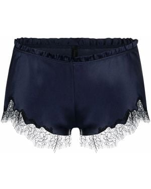 Carine Gilson Lace-Trimmed Silk-Satin Pajama Shorts - Blue