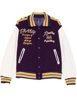 Needles Embroidered Letter Jacket - Purple