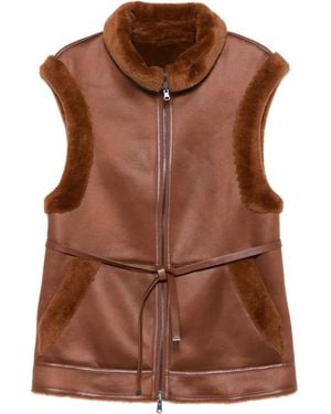 Urbancode Fur-Trimmed Sleeveless Jacket - Brown